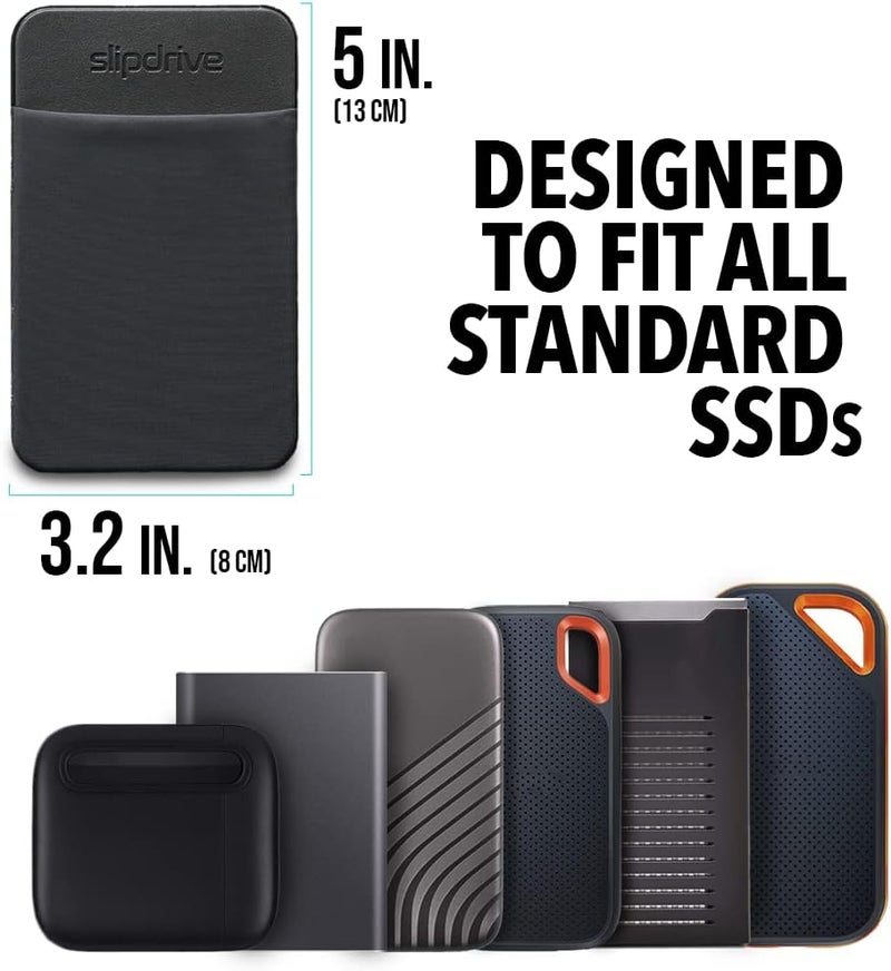 Slipdrive حافظة قرص صلب محمولة للكمبيوتر المحمول - قرص صلب SSD - لاصق قابل لإعادة الاستخدام - حافظة حمل خارجية للقرص الصلب - حقيبة جيب (صغيرة، سوداء) - Image 2